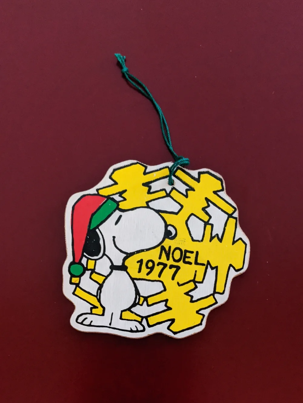 Vtg Peanuts Gang Christmas Ornament Snoopy Noel 1977 Snowflake Dupont